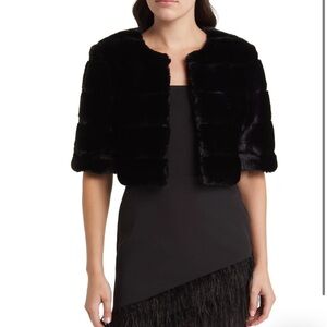 Black cropped short sleeve coat